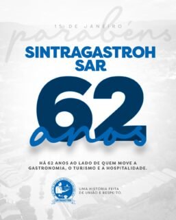 62 anos de luta em defesa da categoria! 💙Fundado no dia 15 de janeiro de 1954, nosso Sindicato está comemorando neste 2026, sessenta e dois anos de existência. Ao todo já são mais de seis décadas de muito trabalho em defesa da categoria.Nesse período nossa entidade sindical se transformou, se agigantou, e passou a congregar, além dos trabalhadores hoteleiros, também os que atuam como garçom. Até o nome mudou, hoje como conhecidos por SINTRAGASTROH SAR.Somos, com muito orgulho, o Sindicato dos Trabalhadores em Hotéis, Apart-Hotéis, Motéis, Flats, Pensões, Hospedarias, Pousadas, Restaurantes, Churrascarias, Cantinas, Pizzarias, Bares, Lanchonetes, Sorveterias, Docerias, Buffets, Foods e Assemelhados, e representamos a classe trabalhadora que atua nas cidades de Santo André, São Caetano do Sul, Mauá e Ribeirão Pires.Fique sócio(a), fique mais forte!
🌐 sintragastrohsar.com.br📍 Sede: Av. Padre Anchieta, 315 – Santo André
📞 (11) 4979-4420 | ✅ WhatsApp: (11) 94724-1425📍 Subsede: Pç. 22 de Novembro, 102 – Sala 118 – Mauá
📞 (11) 4519-7002 | ✅ WhatsApp: (11) 94701-6449