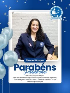 Parabéns @simonigaspar 🥳Que seu novo ano seja de muitas vitórias, saúde e momentos especiais. Agradecemos pela dedicação e parceria no dia a dia do Sindicato.Felicidades hoje e sempre! 💙