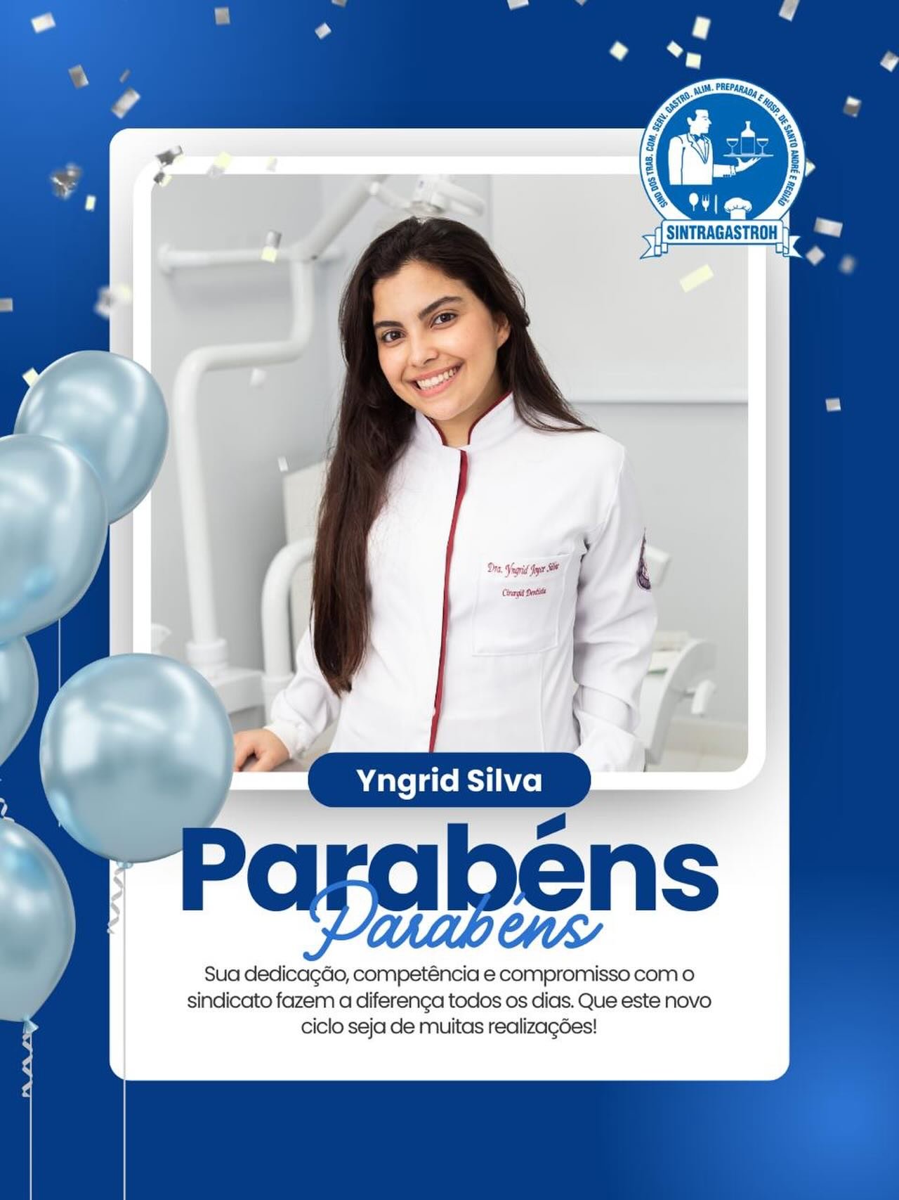 Parabéns @drayngridjoyce 🎉🎈Sua dedicação, competência e compromisso com o sindicato fazem a diferença todos os dias.Que este novo ciclo seja de muitas realizações! ❤️