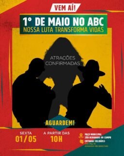 🔥 O 1º de Maio no ABC vai ser histórico…As atrações já estão definidas — e o suspense tá no ar! Comenta aqui: quem você acha que vai cantar nessa grande festa do trabalhador? 👇📆 Dia 01/05, a partir das 10h
📌 Paço Municipal de São Bernardo
🎟️ Entrada Solidária: Doe 2kg de Alimento (Não Perecível)Essa festa é sua! 🥳