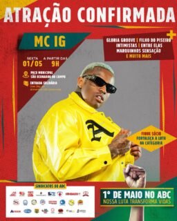 @mcig4m já confirmou presença no 1º de Maio no ABC!Vai ter música, celebração e a energia da classe trabalhadora reunida em uma grande festa de luta e solidariedade.📆 1º de maio
🕢 A partir das 9h
📍 Paço Municipal de São Bernardo do Campo
🎟️ Entrada solidária com 2kg de alimentos não perecíveisNossa luta transforma vidas 🙌🏻