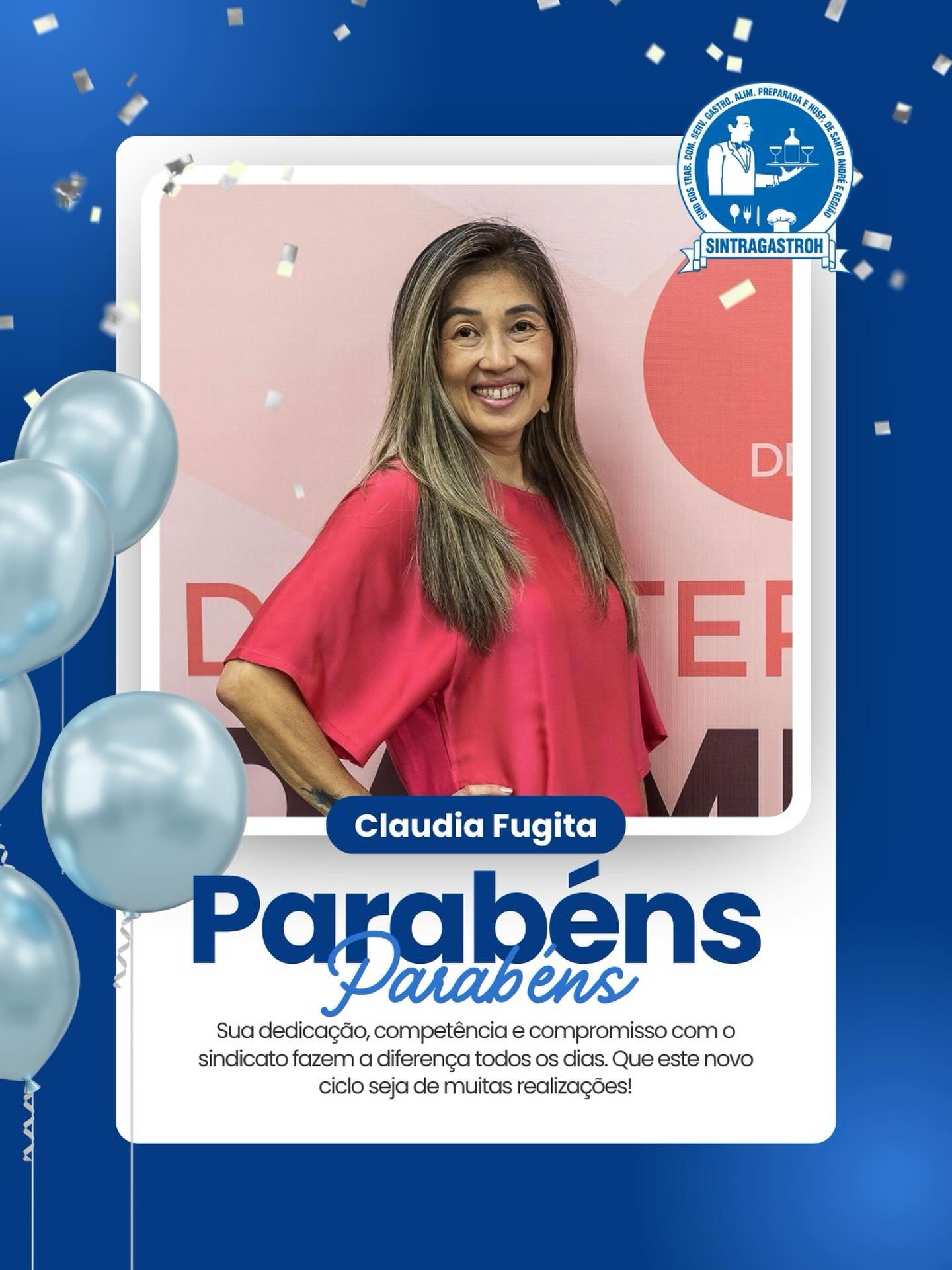 Parabéns @claudiafugita 🎉🎈Sua dedicação, competência e compromisso com o sindicato fazem a diferença todos os dias.Que este novo ciclo seja de muitas realizações! ❤️