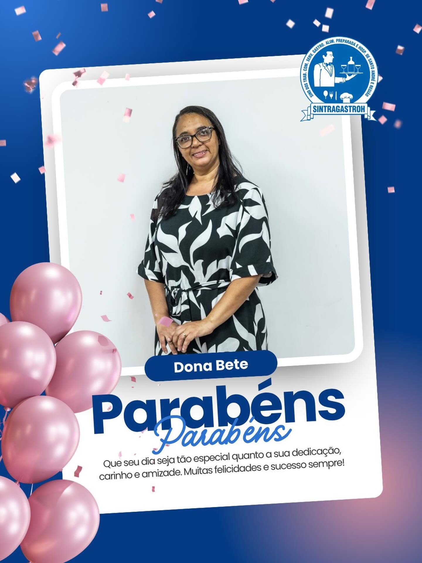 Parabéns Dona Bete 🎉🎈Sua dedicação, competência e compromisso com o sindicato fazem a diferença todos os dias.Que este novo ciclo seja de muitas realizações! ❤️