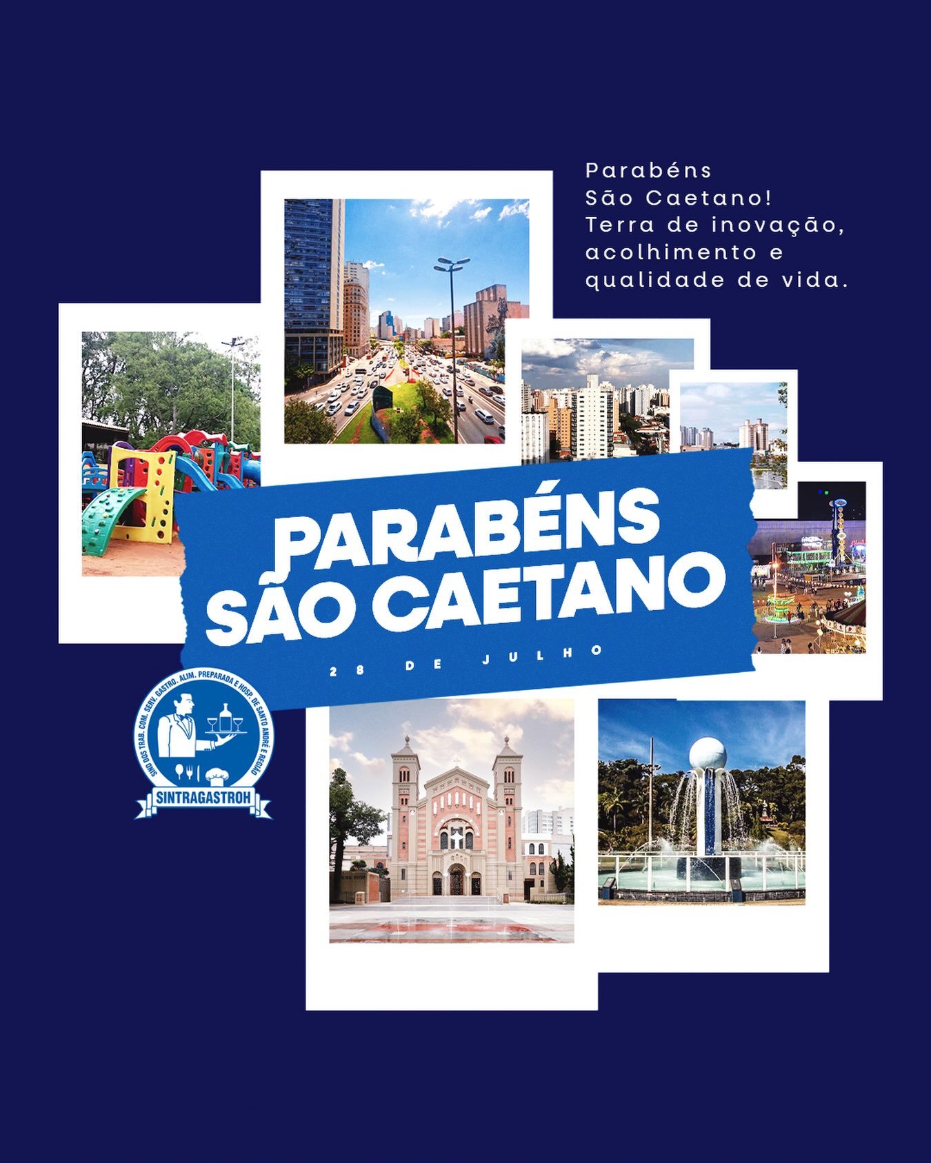 São Caetano do Sul completa mais um ano de história, desenvolvimento e conquistas. Uma trajetória construída pelas mãos de homens e mulheres que, com muito trabalho, contribuíram para fazer da cidade uma referência em qualidade de vida e desenvolvimento.Neste dia especial, o sindicato homenageia todos os trabalhadores que são protagonistas dessa história e renova seu compromisso de lutar por melhores condições de trabalho, valorização profissional e mais direitos.Parabéns, São Caetano do Sul! 🎉