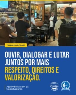 Assembleia: voz ativa da categoria! 📣A assembleia é um dos momentos mais importantes da vida sindical. É nesse espaço democrático que os trabalhadores e trabalhadoras têm a oportunidade de dialogar, expor suas opiniões, esclarecer dúvidas e, principalmente, participar das decisões que impactam diretamente o seu dia a dia.Recentemente, realizamos uma assembleia com os trabalhadores e trabalhadoras do @portofinocucinaitaliana reforçando o compromisso do sindicato em estar presente, ouvindo de perto as demandas da categoria e atuando de forma transparente e participativa.A presença do sindicato nesses encontros garante que cada trabalhador tenha respaldo, orientação e representatividade. Mais do que informar, estamos ali para construir juntos caminhos melhores, lutar por direitos e fortalecer a união da categoria.Participar da assembleia é exercer seu direito. É fazer parte das decisões. É fortalecer a sua voz!NÃO FIQUE SÓ FIQUE SÓCIO! ✋🏻
http://sintragastrohsar.com.br/Sede: Av. Padre Anchieta, 315 - Santo André
☎️ (11) 4979-4420
✅ (11) 94724-1425SubSede: Pç. 22 de Novembro, 102 Sala 118 - Mauá
☎️ (11) 4519-7002
✅ (11) 94701-6449