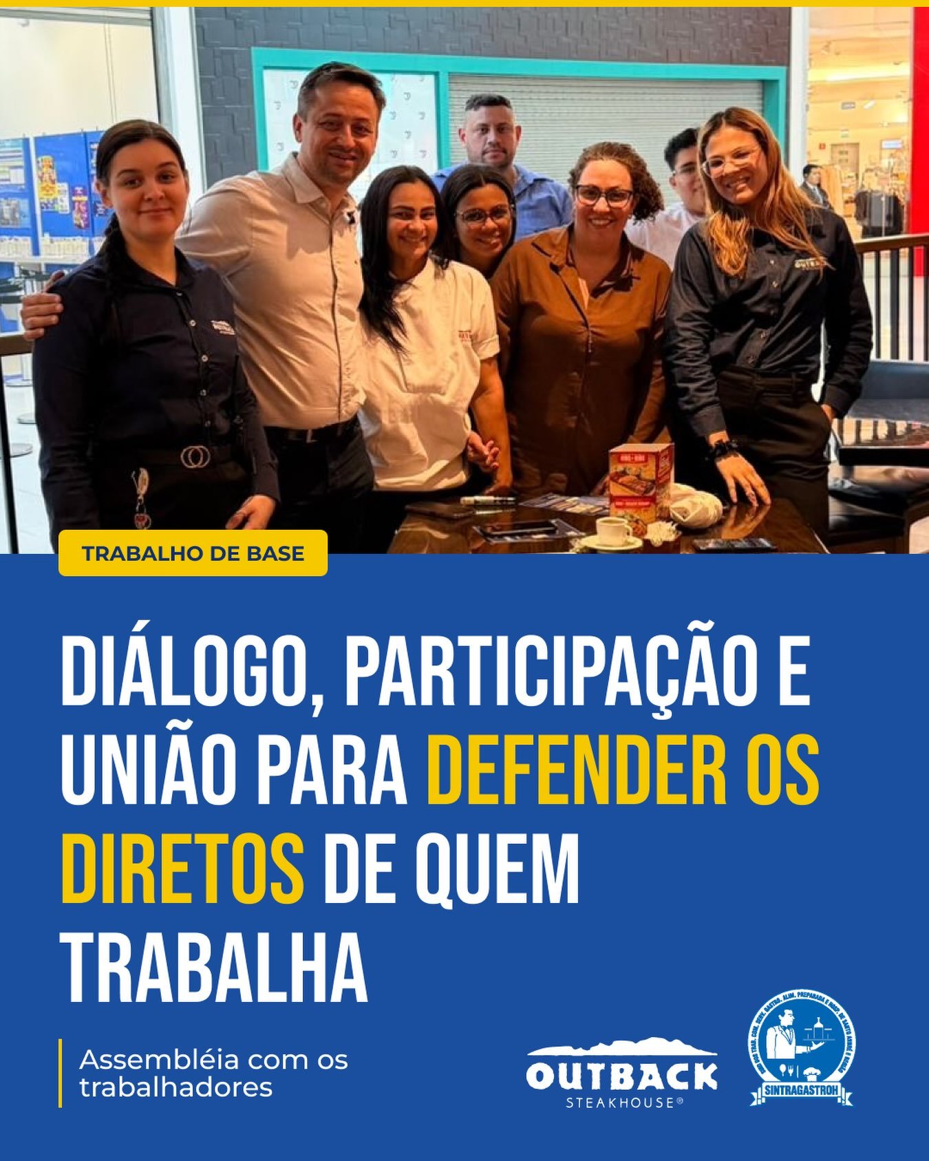 Assembleia: voz ativa da categoria! 📣A assembleia é um dos momentos mais importantes da vida sindical. É nesse espaço democrático que os trabalhadores e trabalhadoras têm a oportunidade de dialogar, expor suas opiniões, esclarecer dúvidas e, principalmente, participar das decisões que impactam diretamente o seu dia a dia.Recentemente, realizamos uma assembleia com os trabalhadores e trabalhadoras da @outbackbrasil reforçando o compromisso do sindicato em estar presente, ouvindo de perto as demandas da categoria e atuando de forma transparente e participativa.A presença do sindicato nesses encontros garante que cada trabalhador tenha respaldo, orientação e representatividade. Mais do que informar, estamos ali para construir juntos caminhos melhores, lutar por direitos e fortalecer a união da categoria.Participar da assembleia é exercer seu direito. É fazer parte das decisões. É fortalecer a sua voz!NÃO FIQUE SÓ FIQUE SÓCIO! ✋🏻
http://sintragastrohsar.com.br/Sede: Av. Padre Anchieta, 315 - Santo André
☎️ (11) 4979-4420
✅ (11) 94724-1425SubSede: Pç. 22 de Novembro, 102 Sala 118 - Mauá
☎️ (11) 4519-7002
✅ (11) 94701-6449