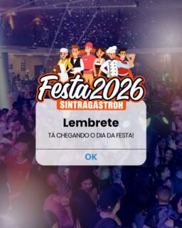 🎉 TÁ CHEGANDOOOOO!🎟️ Garanta já o seu convite pelo nosso aplicativo. Os convites são LIMITADOS, então não deixe para a última hora!📲 Acesse o link da bio, entre no aplicativo e solicite o seu convite.📅 19 de outubro
📍 Clube AramaçãPrepare-se para esse grande encontro. Nos vemos lá! 🎊Festa SINTRAGASTROH SAR 2026NÃO FIQUE SÓ FIQUE SÓCIO! ✋🏻
http://sintragastrohsar.com.br/Sede: Av. Padre Anchieta, 315 - Santo André
☎️ (11) 4979-4420
✅ (11) 94724-1425SubSede: Pç. 22 de Novembro, 102 Sala 118 - Mauá
☎️ (11) 4519-7002
✅ (11) 94701-6449
