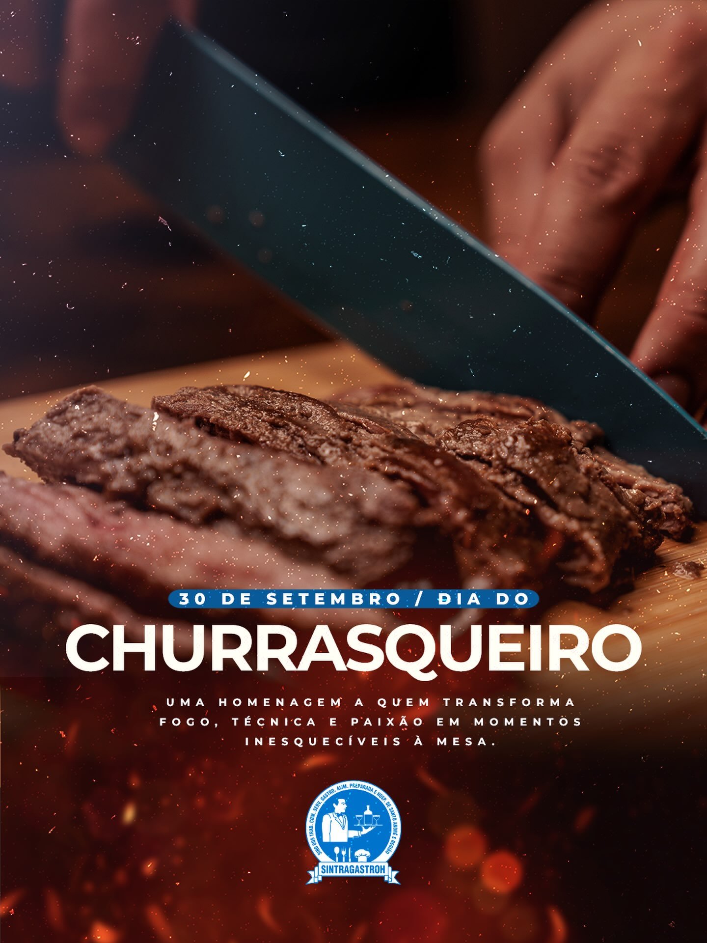 🔥🥩 Hoje é dia de homenagear quem domina a brasa e transforma técnica, dedicação e paixão em sabor!Neste Dia do Churrasqueiro, o SINTRAGASTROH parabeniza todos os churrasqueiros e churrasqueiras que fazem parte da nossa categoria e, diariamente, exercem essa profissão com talento e compromisso.Nosso respeito e reconhecimento a cada profissional que faz a diferença atrás da churrasqueira.👏 Parabéns, churrasqueiros! Vocês também fazem a força da nossa categoria.SINTRAGASTROH — Juntos somos mais fortes! 💪