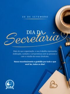 Hoje é dia de reconhecer quem, com dedicação, organização e compromisso, faz a diferença todos os dias.O SINTRAGASTROH presta sua homenagem a todas as secretárias, profissionais fundamentais que cuidam de cada detalhe, acolhem, organizam e contribuem diariamente para que o trabalho aconteça da melhor forma.Nosso respeito, carinho e gratidão por toda dedicação.Parabéns pelo Dia da Secretária! 💙SINTRAGASTROH — Juntos somos mais fortes!